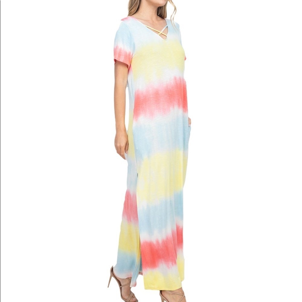 Coral Tie Dye Maxi Dress - Picture 4 of 7